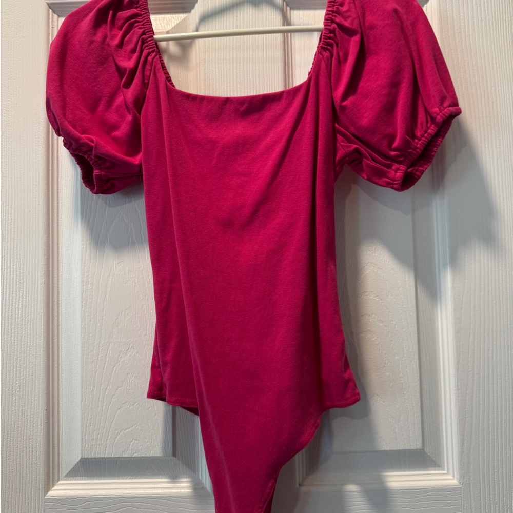 Elegant Pink Puff Sleeve Women's Top